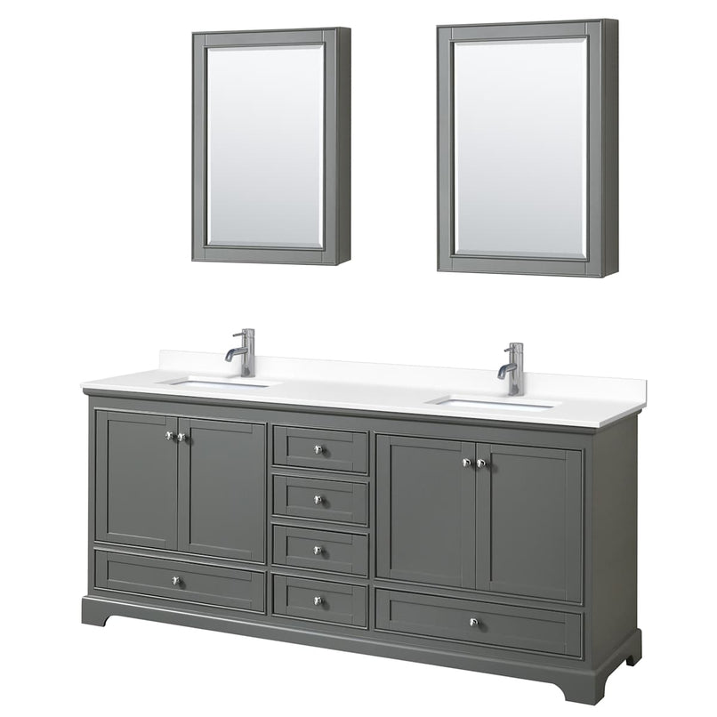 Deborah 80" Free Standing Double Basin Vanity Set with Cultured Marble Vanity Top and Framed Mirror - image 17