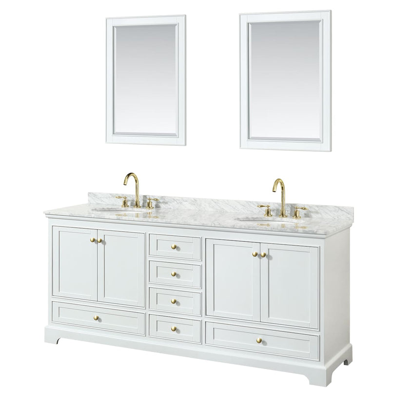Deborah 80" Free Standing Double Vanity Set with Wood Cabinet, Marble Vanity Top, and Framed Mirror - image 10