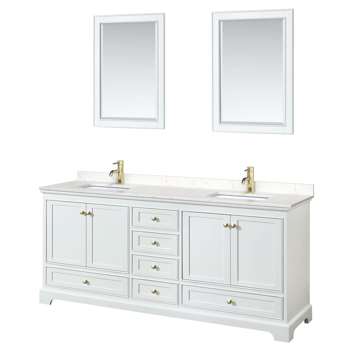Deborah 80" Free Standing Double Vanity Set with Wood Cabinet, Marble Vanity Top, and Framed Mirror - image 11