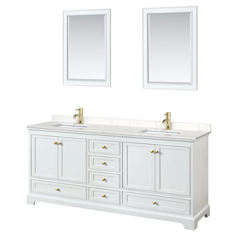 Deborah 80" Free Standing Double Vanity Set with Wood Cabinet, Marble Vanity Top, and Framed Mirror - image 11