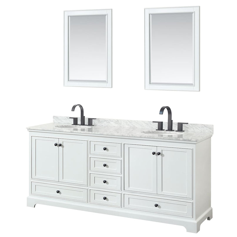 Deborah 80" Free Standing Double Vanity Set with Wood Cabinet, Marble Vanity Top, and Framed Mirror - image 12
