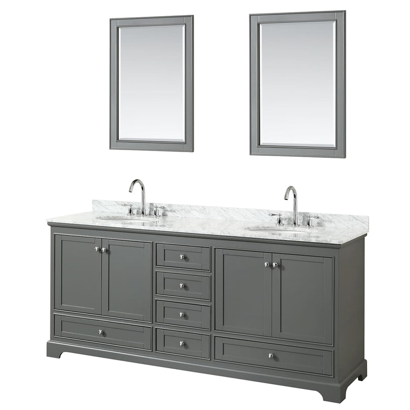 Deborah 80" Free Standing Double Vanity Set with Wood Cabinet, Marble Vanity Top, and Framed Mirror - image 13