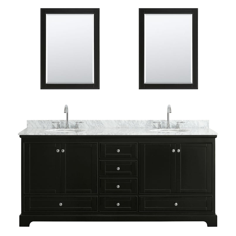 Deborah 80" Free Standing Double Vanity Set with Wood Cabinet, Marble Vanity Top, and Framed Mirror - image 14