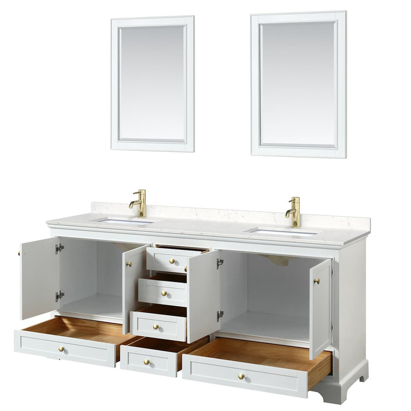 Deborah 80" Free Standing Double Vanity Set with Wood Cabinet, Marble Vanity Top, and Framed Mirror - image 20