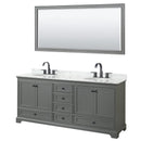 Deborah 80" Free Standing Double Vanity Set with Wood Cabinet, Marble Vanity Top, and Framed Mirror - image 2