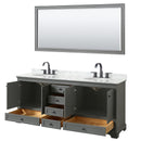 Deborah 80" Free Standing Double Vanity Set with Wood Cabinet, Marble Vanity Top, and Framed Mirror - image 3