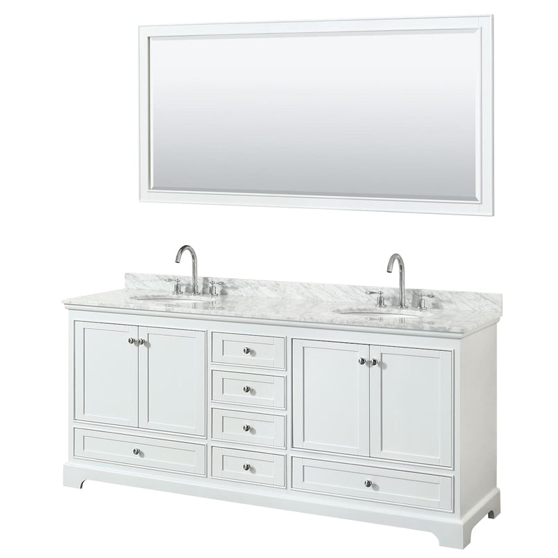 Deborah 80" Free Standing Double Vanity Set with Wood Cabinet, Marble Vanity Top, and Framed Mirror - image 8
