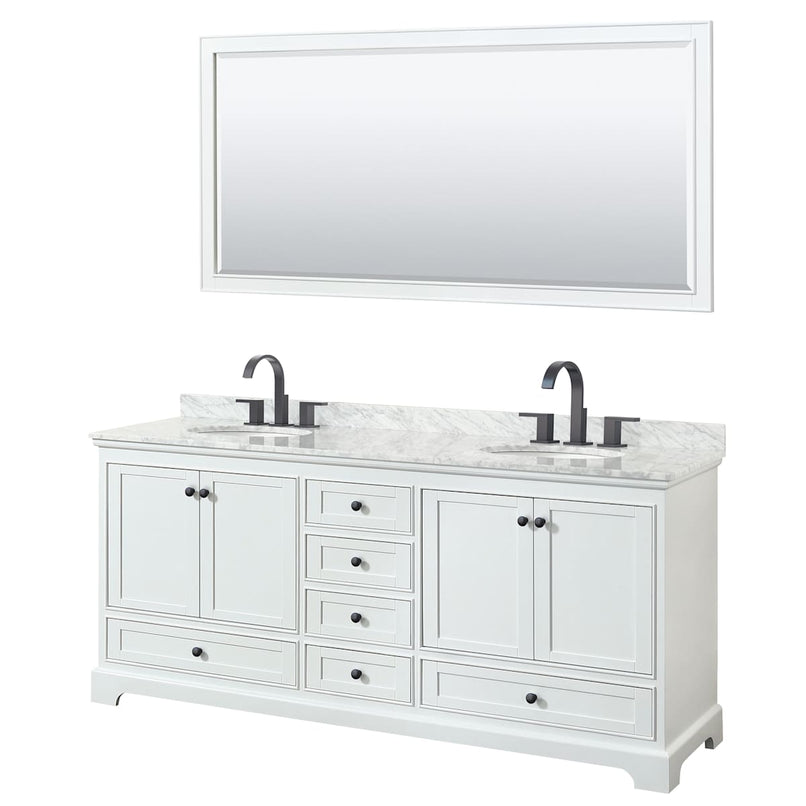 Deborah 80" Free Standing Double Vanity Set with Wood Cabinet, Marble Vanity Top, and Framed Mirror - image 10