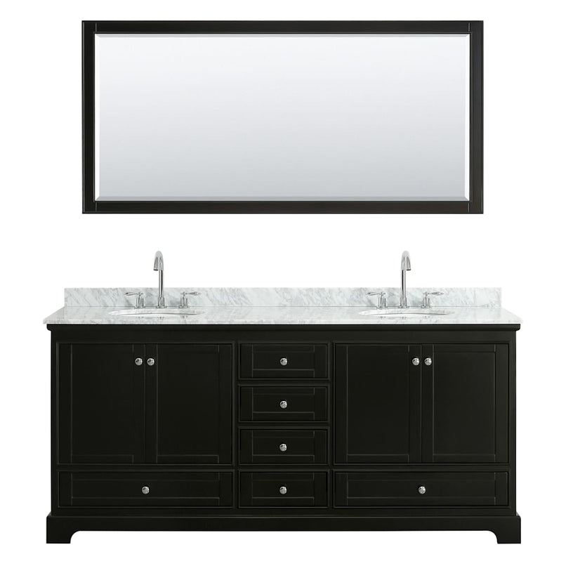 Deborah 80" Free Standing Double Vanity Set with Wood Cabinet, Marble Vanity Top, and Framed Mirror - image 12