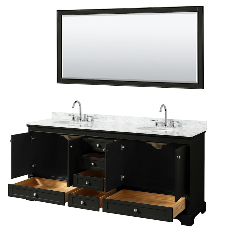 Deborah 80" Free Standing Double Vanity Set with Wood Cabinet, Marble Vanity Top, and Framed Mirror - image 20