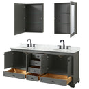 Deborah 80" Free Standing Double Vanity Set with Wood Cabinet, Marble Vanity Top, and Medicine Cabinet - image 3