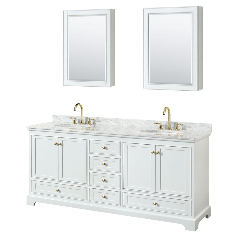 Deborah 80" Free Standing Double Vanity Set with Wood Cabinet, Marble Vanity Top, and Medicine Cabinet - image 11
