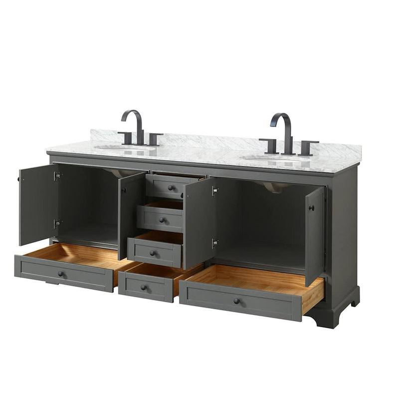 Deborah 80" Free Standing Double Vanity Set with Wood Cabinet and Marble Vanity Top - image 3