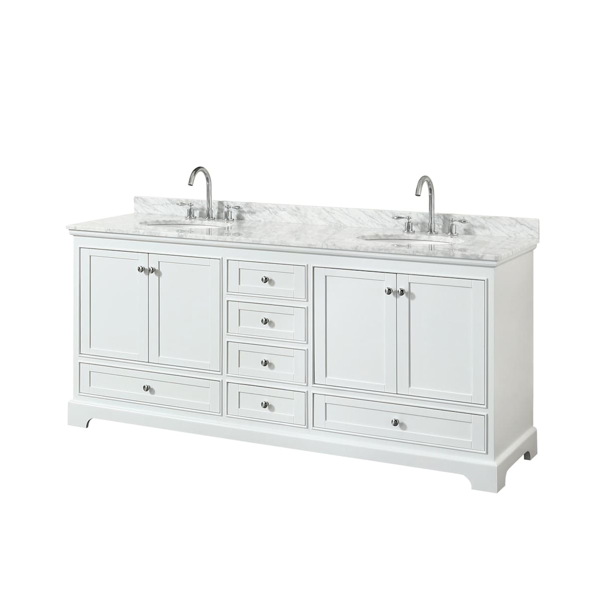 Deborah 80" Free Standing Double Vanity Set with Wood Cabinet and Marble Vanity Top