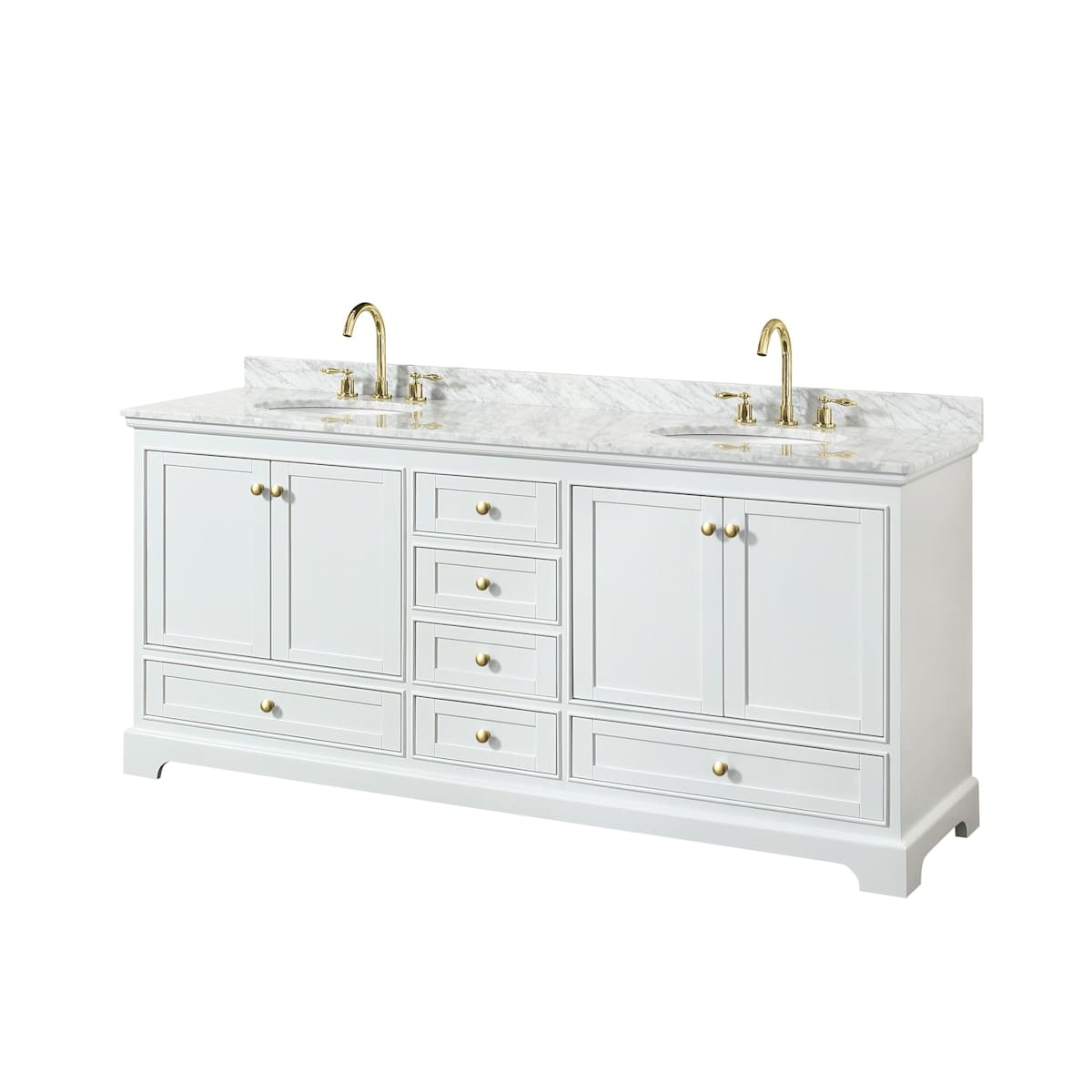 Deborah 80" Free Standing Double Vanity Set with Wood Cabinet and Marble Vanity Top