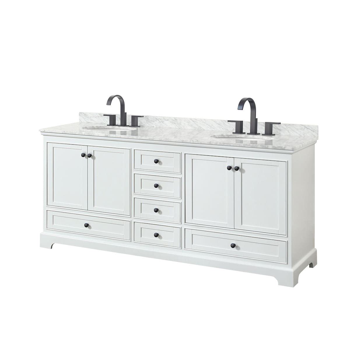 Deborah 80" Free Standing Double Vanity Set with Wood Cabinet and Marble Vanity Top
