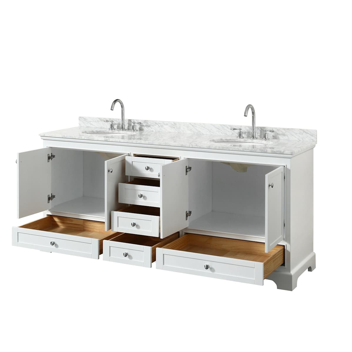 Deborah 80" Free Standing Double Vanity Set with Wood Cabinet and Marble Vanity Top - image 13