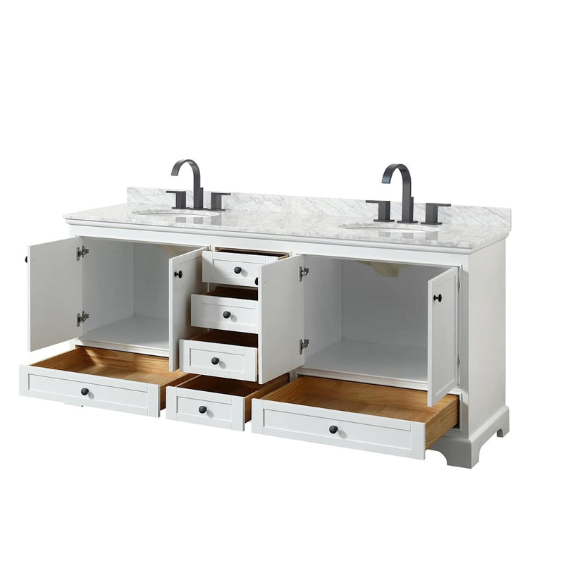 Deborah 80" Free Standing Double Vanity Set with Wood Cabinet and Marble Vanity Top - image 15