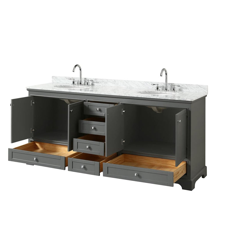 Deborah 80" Free Standing Double Vanity Set with Wood Cabinet and Marble Vanity Top - image 16