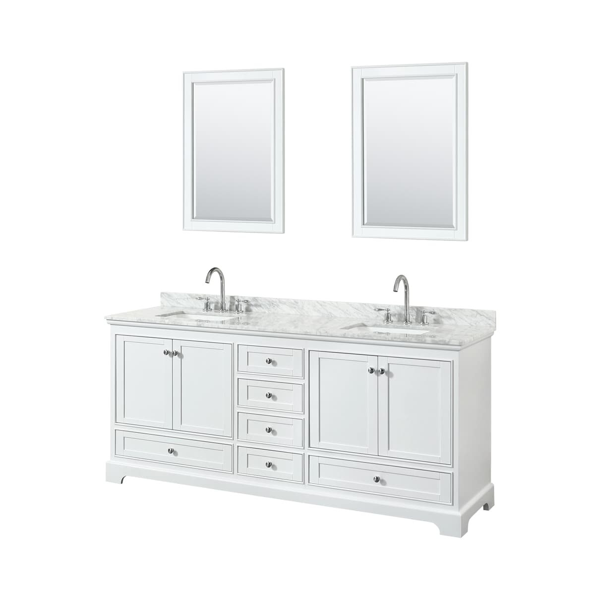 Deborah 80" Free Standing Double Vanity Set with Wood Cabinet, Marble Vanity Top, and Framed Mirror - image 8