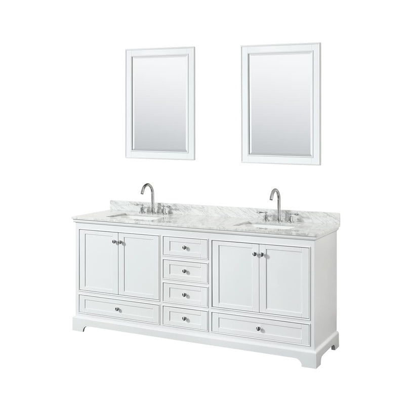Deborah 80" Free Standing Double Vanity Set with Wood Cabinet, Marble Vanity Top, and Framed Mirror - image 8
