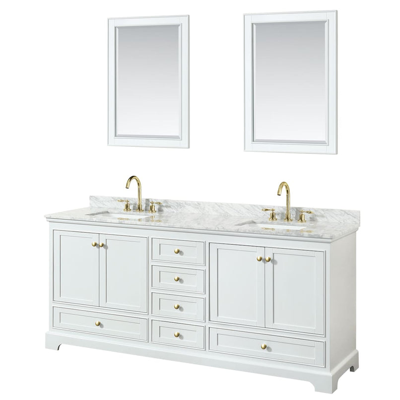 Deborah 80" Free Standing Double Vanity Set with Wood Cabinet, Marble Vanity Top, and Framed Mirror - image 9