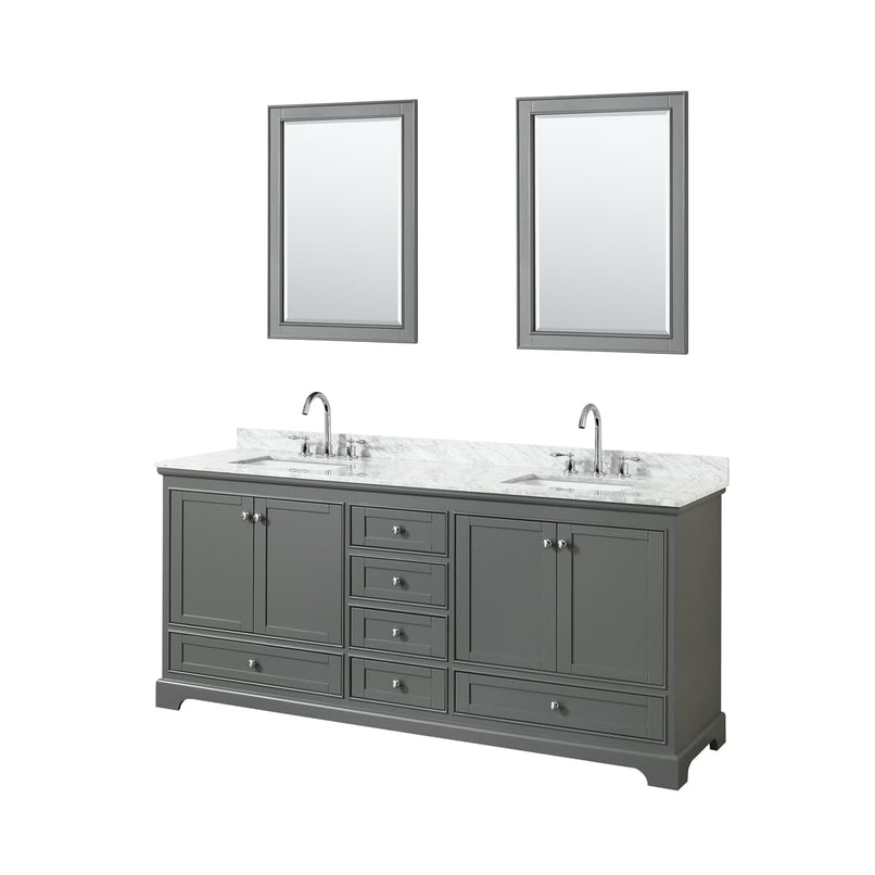 Deborah 80" Free Standing Double Vanity Set with Wood Cabinet, Marble Vanity Top, and Framed Mirror - image 11
