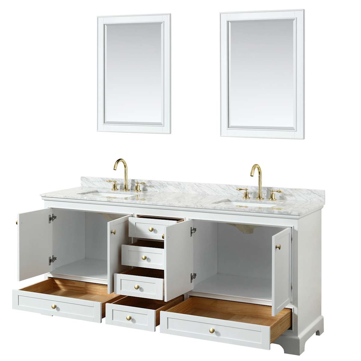 Deborah 80" Free Standing Double Vanity Set with Wood Cabinet, Marble Vanity Top, and Framed Mirror - image 17