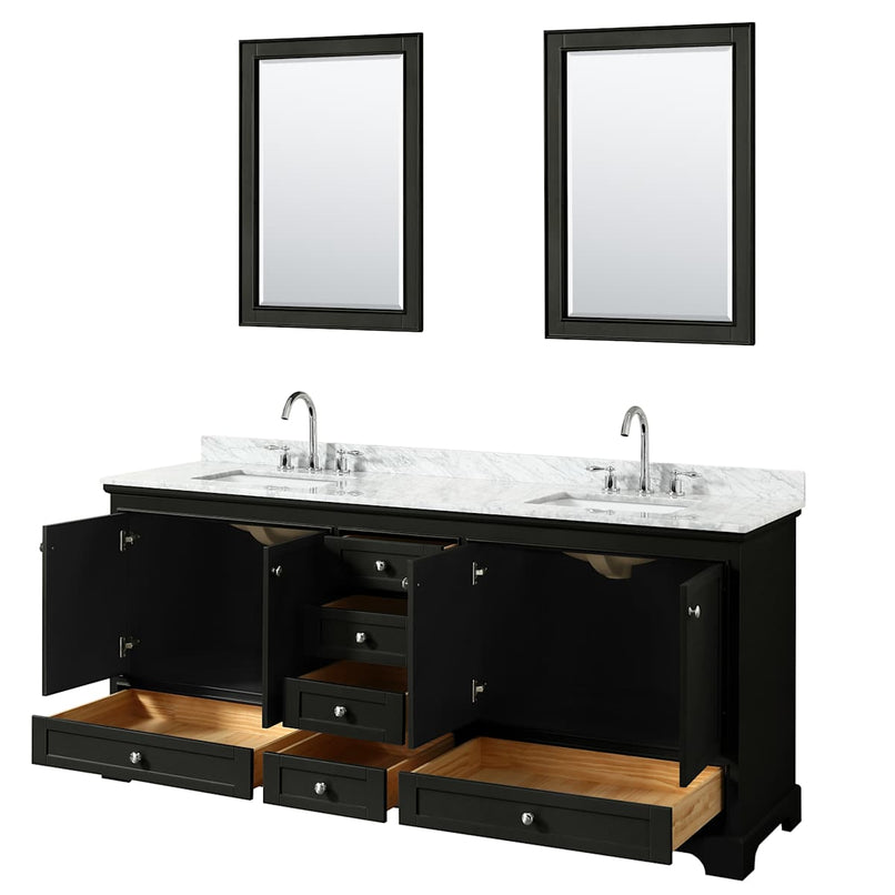 Deborah 80" Free Standing Double Vanity Set with Wood Cabinet, Marble Vanity Top, and Framed Mirror - image 20