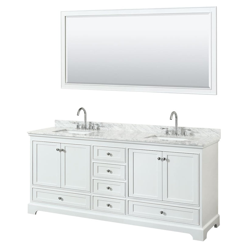 Deborah 80" Free Standing Double Vanity Set with Wood Cabinet, Marble Vanity Top, and Framed Mirror - image 7