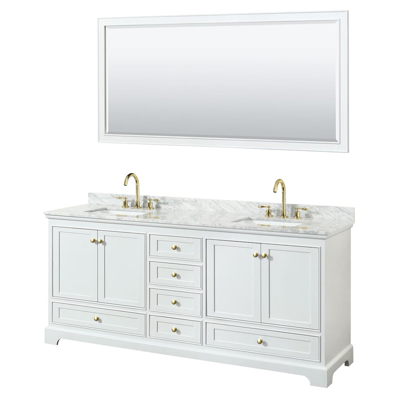 Deborah 80" Free Standing Double Vanity Set with Wood Cabinet, Marble Vanity Top, and Framed Mirror - image 11