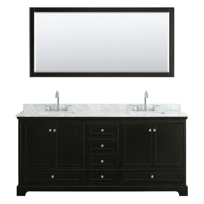 Deborah 80" Free Standing Double Vanity Set with Wood Cabinet, Marble Vanity Top, and Framed Mirror - image 14