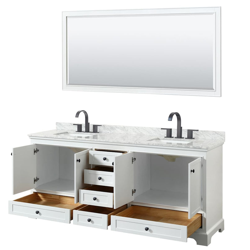 Deborah 80" Free Standing Double Vanity Set with Wood Cabinet, Marble Vanity Top, and Framed Mirror - image 18