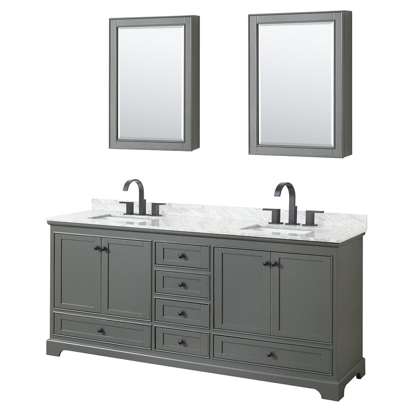 Deborah 80" Free Standing Double Vanity Set with Wood Cabinet, Marble Vanity Top, and Medicine Cabinet - image 2
