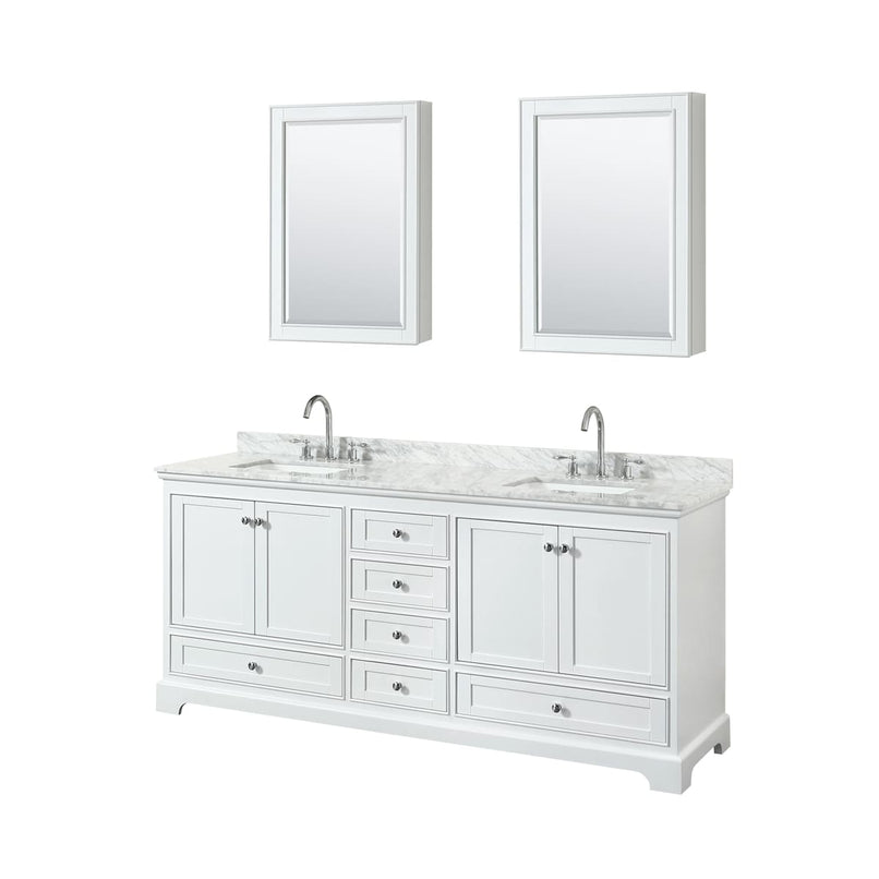 Deborah 80" Free Standing Double Vanity Set with Wood Cabinet, Marble Vanity Top, and Medicine Cabinet - image 9