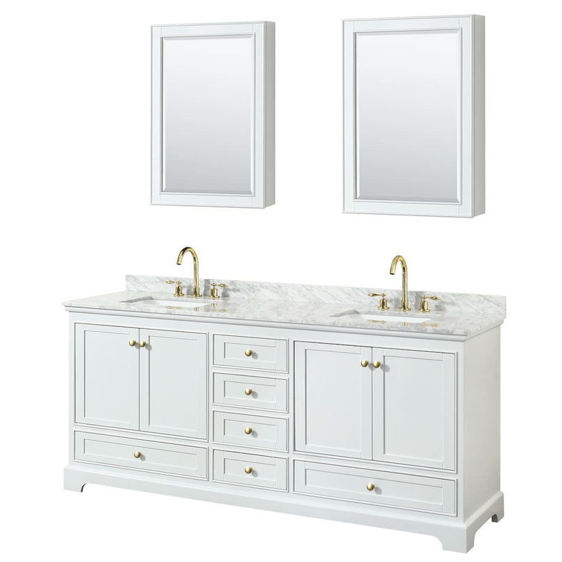 Deborah 80" Free Standing Double Vanity Set with Wood Cabinet, Marble Vanity Top, and Medicine Cabinet - image 10