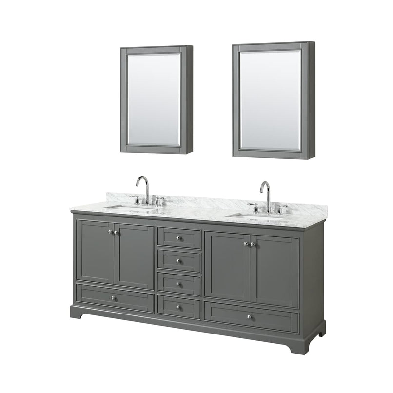 Deborah 80" Free Standing Double Vanity Set with Wood Cabinet, Marble Vanity Top, and Medicine Cabinet - image 12