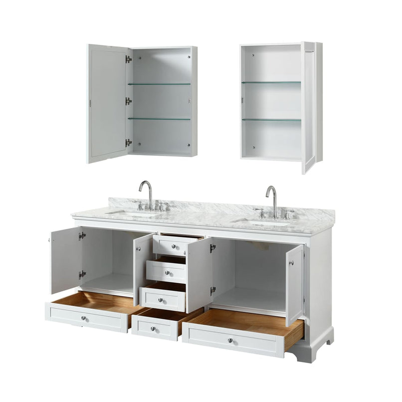 Deborah 80" Free Standing Double Vanity Set with Wood Cabinet, Marble Vanity Top, and Medicine Cabinet - image 17