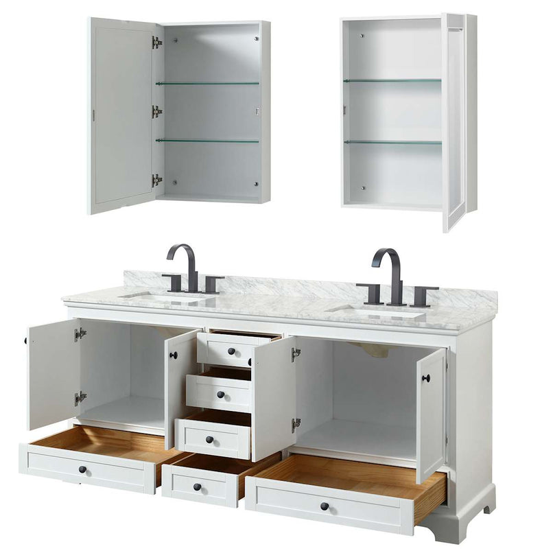 Deborah 80" Free Standing Double Vanity Set with Wood Cabinet, Marble Vanity Top, and Medicine Cabinet - image 19