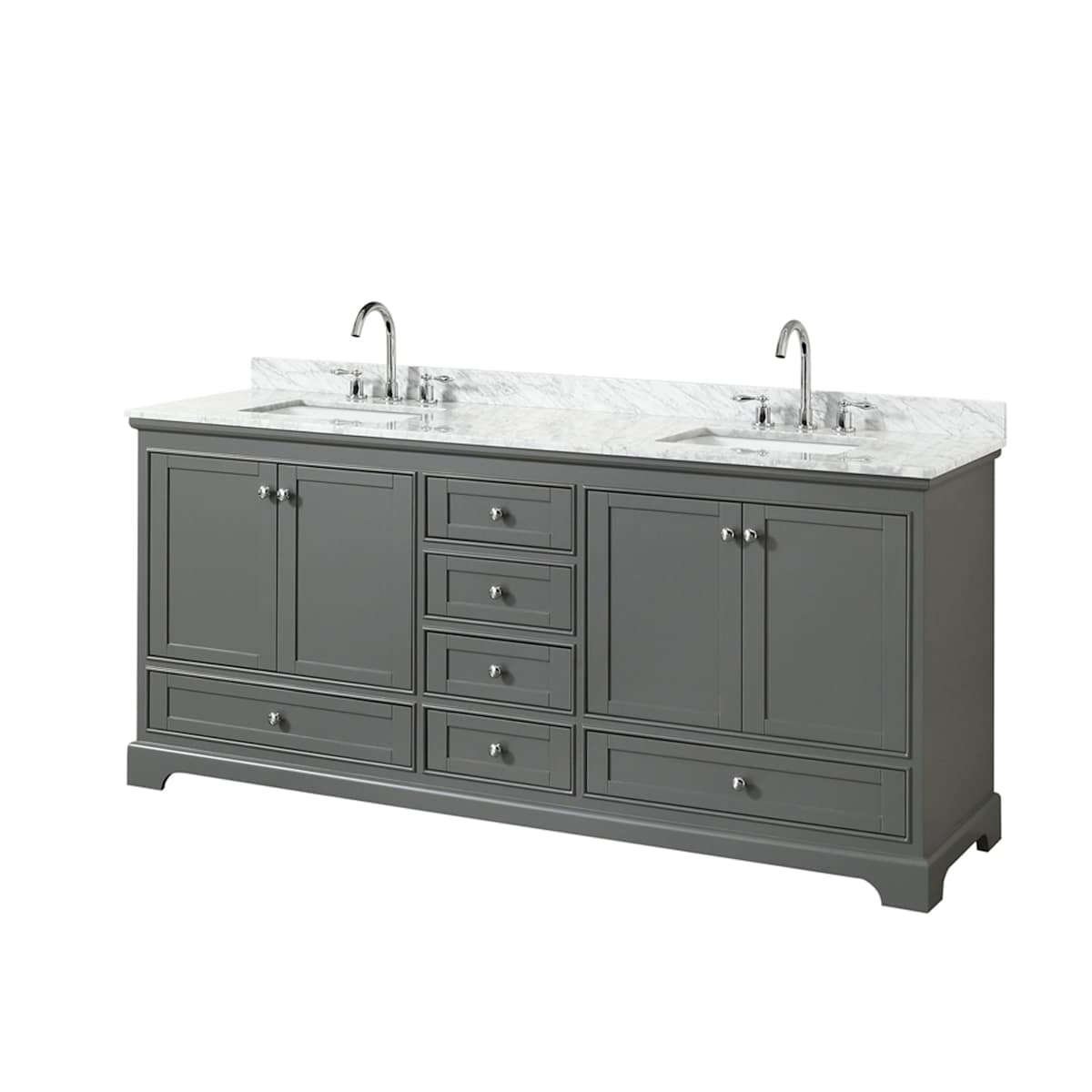 Deborah 80" Free Standing Double Vanity Set with Wood Cabinet and Marble Vanity Top