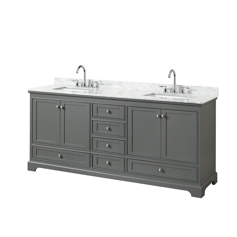 Deborah 80" Free Standing Double Vanity Set with Wood Cabinet and Marble Vanity Top - image 10