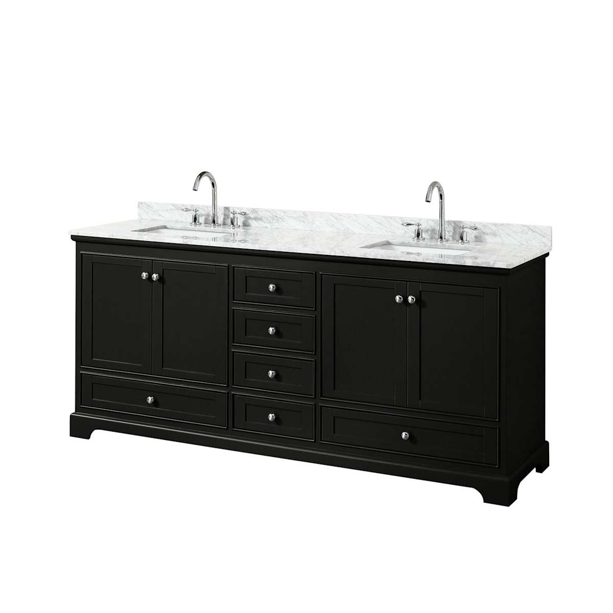 Deborah 80" Free Standing Double Vanity Set with Wood Cabinet and Marble Vanity Top