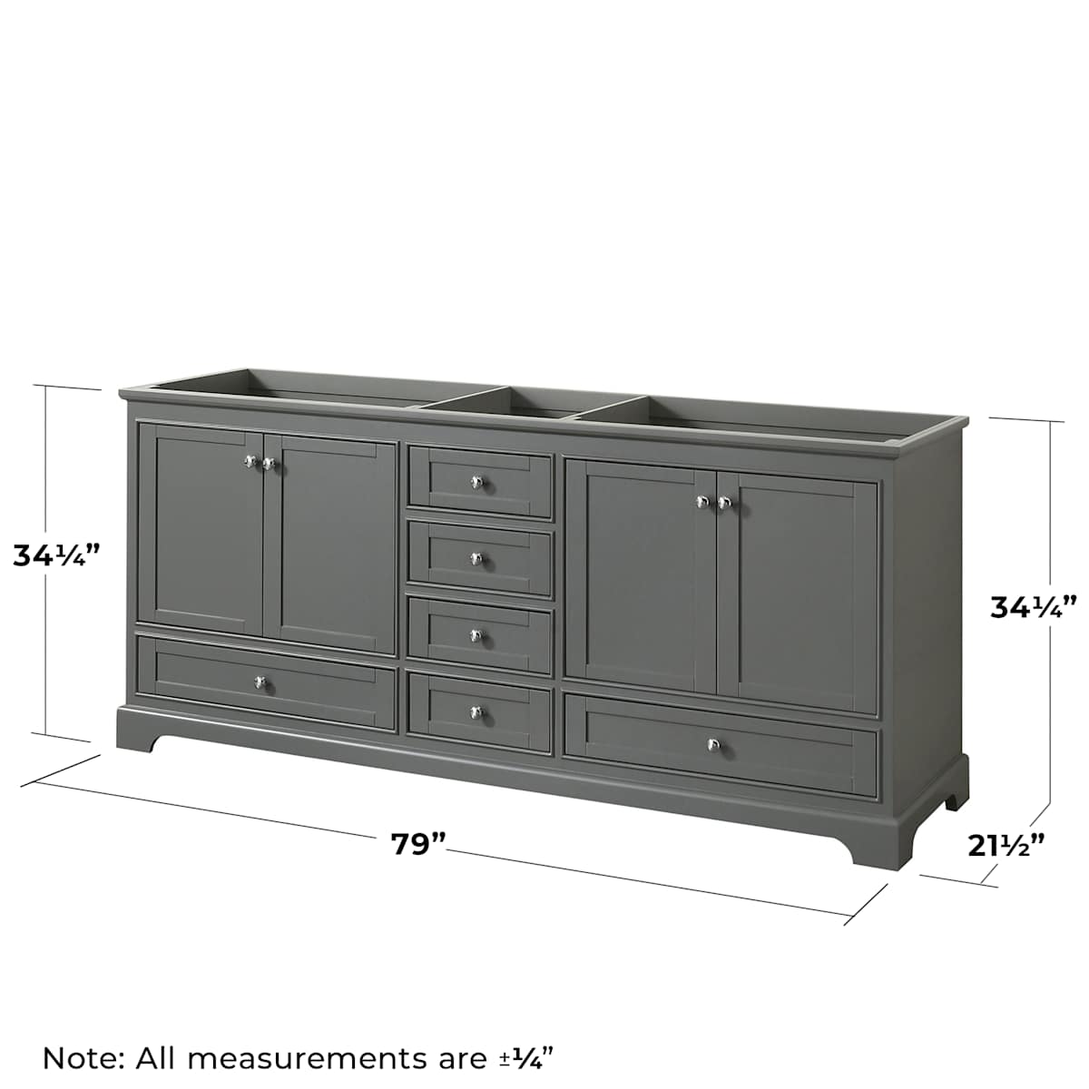 Deborah 79" Double Free Standing Wood Vanity Cabinet Only - Less Vanity Top