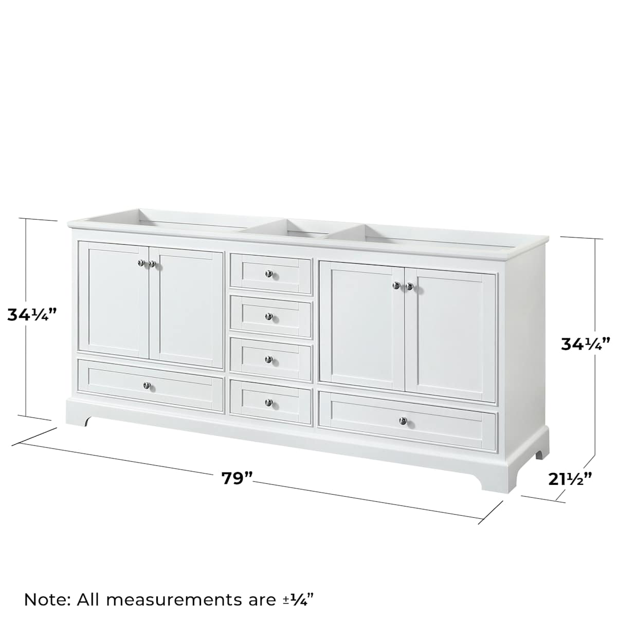 Deborah 79" Double Free Standing Wood Vanity Cabinet Only - Less Vanity Top