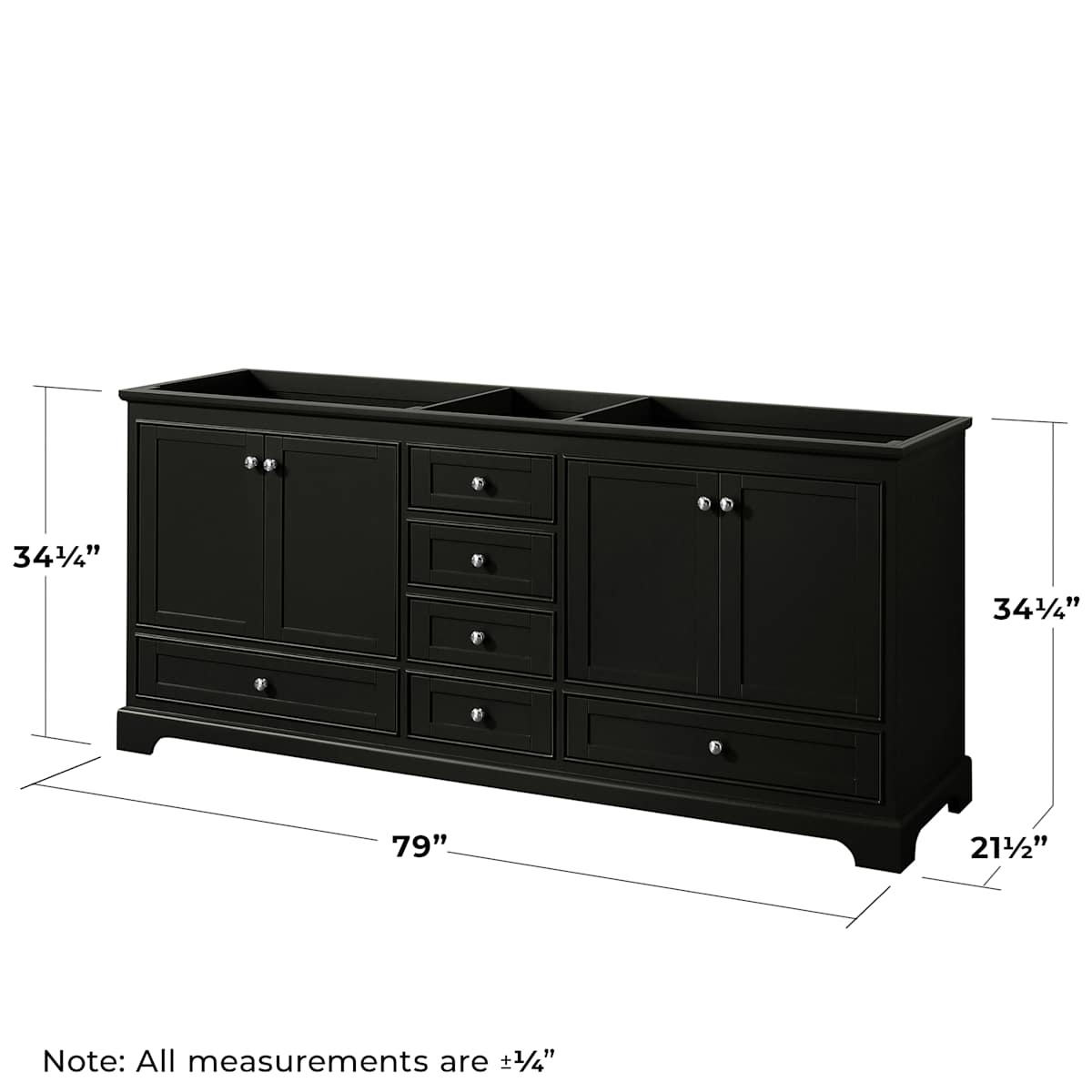 Deborah 79" Double Free Standing Wood Vanity Cabinet Only - Less Vanity Top