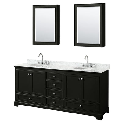 Deborah 80" Free Standing Double Vanity Set with Wood Cabinet, Marble Vanity Top, and Medicine Cabinet - image 1
