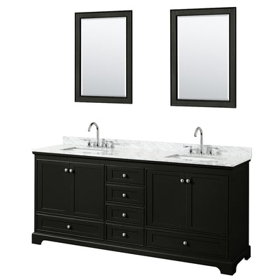 Deborah 80" Free Standing Double Vanity Set with Wood Cabinet, Marble Vanity Top, and Framed Mirror - image 1