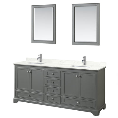 Deborah 80" Free Standing Double Basin Vanity Set with Cabinet, Quartz Vanity Top, and Framed Mirror - image 1