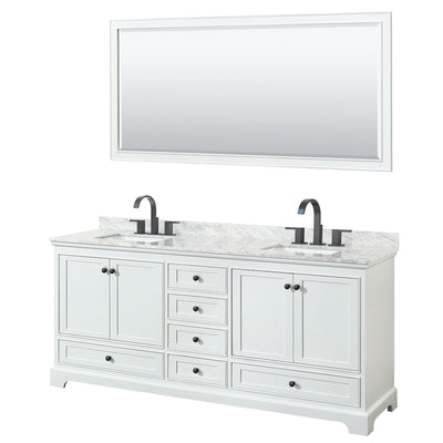 Deborah 80" Free Standing Double Vanity Set with Wood Cabinet, Marble Vanity Top, and Framed Mirror - image 1