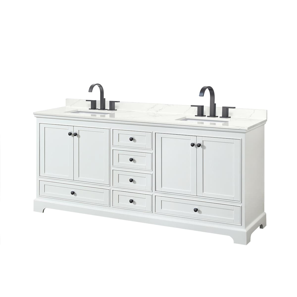 Deborah 80" Free Standing Double Basin Vanity Set with Cabinet and Quartz Vanity Top
